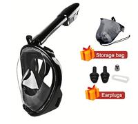 TEMU Conjunto de Piezas para Máscara de Natación y Buceo con Antiasfixia para Hombres y Mujeres: Máscara + Tubo Respiratorio + Tapones para los Oídos + Bolsa de Almacenamiento + Accesorios
