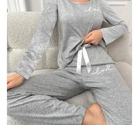 TEMU Conjunto de pijama de mujer para otoño e invierno, larga y pantalones largos, estampado de de dibujos animados, estilo , verano, otoño e invierno, ropa casual de amor para el hogar