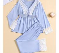TEMU Conjunto de Pijama para Mujer 2023 Otoño, Cárdigan con Cordón y Pantalones Sueltos de Larga - Traje de Descanso Veraniego