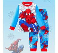 TEMU Conjunto de Pijama para Niños MARVEL 2 Piezas, Camiseta y Pantalón de Manga Larga Primavera/Otoño con Estampado de Spider-Man, Ligero y Cómodo, Cuello Redondo, Ropa Casual Antiflama para el Hogar