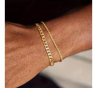 TEMU Conjunto de pulsera para hombre, chapada en oro de 18K, con cadenas de doradas y una pulsera de cadena de cuerda, un accesorio elegante y minimalista para niños