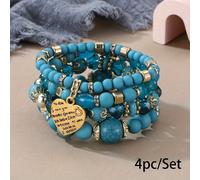 TEMU Conjunto de pulseras de abalorios con dijes de , pulsera de Pompomia con dijes en capas, joyería vintage, regalo de San Valentín, regalo de Navidad