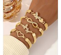 TEMU Conjunto de Pulseras Elegantes de 4 Piezas con , y del , Incrustadas con Exquisitos Brillantes de Estrás Artificiales, Joyería para el Uso Diario y Accesorios de Fiesta para Mujeres