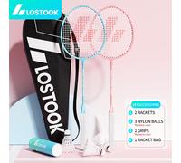 TEMU Conjunto de raquetas de badminton Lostook volantes y 1 bolsa de transporte, 2 , y resistente para principiantes adultos, uso en interiores y exteriores, patio trasero.