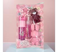 TEMU Conjunto de Regalo Adorable para Labios: Llavero de Oso, Colgante Mate de con Estrellas, Transparente y Aceite Labial 4 Piezas - Ideal para o Navidad del Mejor /a
