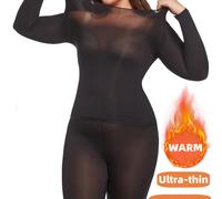 TEMU Conjunto de Ropa Interior Térmica de Talla Grande, y de Elasticidad, Base de Maquillaje para Mujer, Conjunto de Larga y Pantalón para Otoño e Invierno