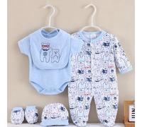 TEMU Conjunto de ropa para bebé de 5 piezas con un lindo body de larga con pies, adecuado para recién nacidos, y para todas , que un body triangular, guantes, gorro y babero, para exteriores