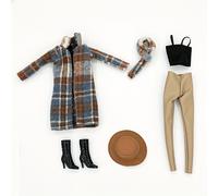TEMU Conjunto de ropa para muñeca de 11.5 pulgadas, elegante y moderno, que un abrigo, pantalones largos, accesorios, un sombrero de princesa, botas largas y zapatos.