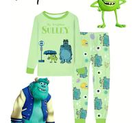 TEMU Conjunto de Ropa para Niños Divertido y Tierno, "Monsters University" y Sulley Noche , Pijama con Pantalones de Larga y Cuello , y Transpirable en Beige , Edad 2-9 Años