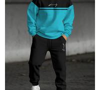 TEMU Conjunto de Sudadera con Capucha Oversize para Hombre - 2 Piezas: Joggers en Bloque / y , Techo Lavable Máquina. Traje Deportivo Invierno/Otoño Ajuste Holgado Con Estampados Casuales o Formales