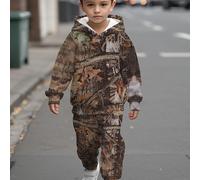 TEMU Conjunto de Sudadera con Capucha para Bebé Niño, con un Moderno Estampado Floral de Árbol Muerto, para Deportes y Ocio al Cómodos, para Exteriores