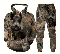 TEMU Conjunto De Sudadera Con Capucha Y Pantalones Deportivos Con Estampado De Lobo 3D Para Hombre De Talla Grande Para Otoño/invierno, Ropa Para Hombre