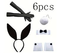 TEMU Conjunto de tocado de elegante y de para mujeres en Halloween, orejas de , , guantes, con y , [lindo, negro] ideal para accesorios de disfraces de fiesta de Pascua y juegos [1 set de 6]