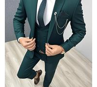 TEMU Conjunto de Traje de Negocios y Ajustado para Hombres, Chaqueta de Vestir + Chaleco + Pantalón 3pcs para Boda o Baile