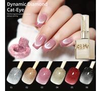TEMU Conjunto de Uñas Cat Eye 2025: Gel Magnético Reflectante Holográfico en 6 Colores, 15ml - Herramientas para Uñas LED y , Moda para Mujeres