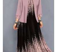 TEMU Conjunto de vestido elegante con geométrico, chaqueta exterior de vacaciones con estilo, camiseta sin y conjunto de falda larga, para un look e en y otoño