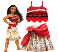 TEMU Conjunto de Vestido Estilo Polinesio y Disney Moana con Top para Baile y Falda Playa