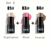 TEMU Conjunto de y Iluminador MLSMILE de 3 piezas - Mate de Larga Duración para Mejillas en Marrón, Rosa, Nude - Regalo para Mujeres