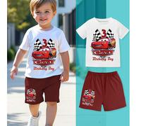 TEMU Conjunto Disney de 2 Piezas, Camiseta y Shorts con Estampado de Lightning , Cuello Manga Corta, Tejido , Regalo para Niños, Ideal para Exteriores