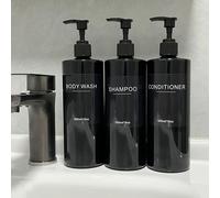 TEMU Conjunto dispensador de bomba de 500 ml para champú, acondicionador y gel de baño - Dispensadores de baño de plástico sin perfume de 3 piezas con etiquetas impermeables, material sin plomo
