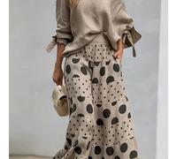 TEMU Conjunto Elegante de Vacaciones para Mujer con Bolsillo y Estampado de , Pantalones Largos de 3/4 y Pierna Ancha, Conjunto de Dos Piezas de Moda , Conjuntos Casuales para Estar en Casa para Mujer