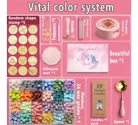 TEMU Conjunto Exquisito de Perlas de Cera Selladora para Pintura , Juego Completo de Sellos con Velas de Sello en la Serie Vitalidad