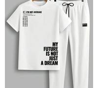 TEMU Conjunto para Hombre 2 Piezas "MI NO ES SOLO UN SUEÑO" - Camiseta y Pantalón Casual - Ideal para Ocio, Deportes y Salidas - Estampado Estrellado OBM