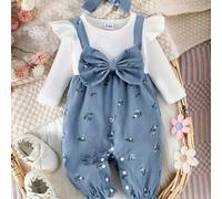 TEMU Conjunto para Niñas: Body sin con Floral y Accesorio para el Cabello P101772, Estilo Elegante y Lindo, Ideal para Exteriores