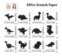 TEMU Conjunto para Raspar de Dinosaurios de 48 piezas, Kit de Manualidades DIY Colorido con Lápiz de Madera y Cintas Coloridas, Regalos para y , para el Hogar, Fiestas y Vacaciones