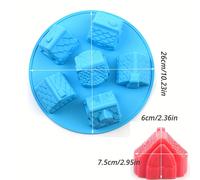 TEMU Conjunto súper lindo de 6 casitas pequeñas rellenas con moldes para pasteles de silicona para uso alimentario, horneado , cocina, moldes de silicona para helados