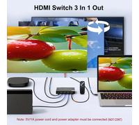 TEMU Conmutador HDTV 4K , Conmutador KVM HDTV con Control Remoto IR, Selector HDTV de 3 Puertos Soporta 1.4 HDR 3D Compatible con PS5/4, , Apple TV, , Blu-Ray, HDTV, Monitor