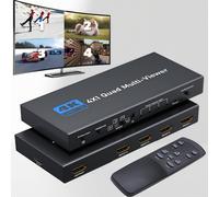 TEMU Conmutador Multi-Viewer HDTV 4x1, Seamless Switcher 4 entradas/1 , Pantalla Dividida para TV/PC/DVD con Control Remoto IR, Soporte 4K@ y 5 de Visualización, Sin Batería Requerida