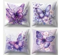 TEMU Contemporary Throw Pillow Covers Set of 4, Hand Washable Zippered Polyester Decorative Pillowcases with for Living Room, Bedroom, and Room Types - 17.72" Square (Pillow Inserts Not Included)