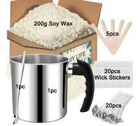 TEMU Contenedor para velas, Suministros para dar forma a cera, Jarra para hacer velas, Soportes para , Cuchara, , Adhesivos para , Kit para principiantes para hacer velas