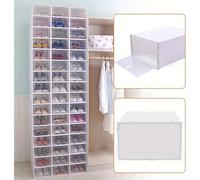 TEMU Contenedores de plástico transparente para zapatos, diseñados para ser apilables y plegables, perfectos para organizar tu armario o entrada