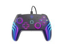 TEMU Controlador de Juegos con Cable Compatible para 360/PC/PS4, Función de Vibración, Iluminación RGB y Conector para Auriculares