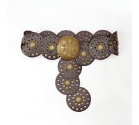 TEMU Correa de Cuero PU Vintage Estilo Vaquera para Mujer - Diseño Circular con Remaches Anchos, Cinturón Ajustable para Vestidos, , Fiestas y Looks Diarios