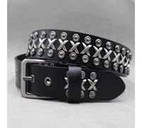 TEMU Correa de Cuero Vaquera con Remaches PUNK, Segunda Capa de Cuero para Hombres y Mujeres - Cinturón Punk para Jeans