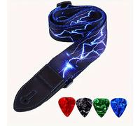 TEMU Correa de Guitarra de Tela Premium para Acústicas, Eléctricas y Bajos - Multicolor con 4 Púas de Regalo