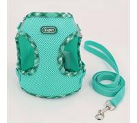 TEMU Correa de pecho y espalda para perro con a cuadros reflectante y transpirable, con correa de , arnés de seguridad ajustable adecuado para uso en interiores y exteriores