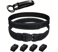 TEMU Correa de Servicio/Cinturón Táctico, Cinturón de Entrenamiento Multifunción de Nailon Exterior/Interior con Portallaves para Correa y 4 Sujeta-Cinturones