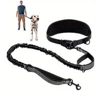 TEMU Correa Reflectante para Mascotas sin Manos - 50-72 pulgadas, Cinturón Ajustable con Arnés Acolchado y Reforzadas para Pasear y Correr Nocturno