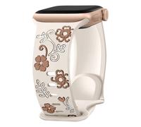 TEMU Correas de silicona grabadas con diseño floral para Apple Watch | Compatibles con Series 10/9/8/7/6/5/4/3/2/SE/Ultra 2, Tamaños 41mm/40mm/38mm/44mm/42mm/45mm/49mm/46mm, Pulsera deportiva