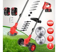 TEMU Cortabordes Inalámbrico, Recortadora de Césped Eléctrica con Ruedas y 2 Baterías - ¡Ideal para tu Jardín!