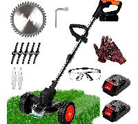 TEMU Cortadora de Césped Eléctrica con Ruedas y Dos Baterías Versátiles, Mango Ajustable, Recortadora de Césped Inalámbrica