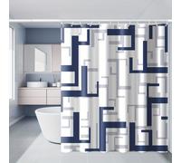 TEMU Cortina de ducha de 1 pieza con imagen azul, estética artística para baño, con ganchos de plástico, para habitación, hogar, hotel, lavable a máquina