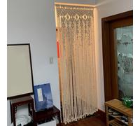 TEMU Cortina Divisoria Tejida a - Tapiz con Cuentas y de Macramé, Colgante Elegante para Dormitorio/Patio, de Boda y Accesorio Fotográfico