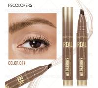 TEMU Crema de tinte para cejas de larga duración con brocha - Lápiz de microblading 4D para cejas, maquillaje fino para cejas, marrón/negro///, crema de tinte para cejas