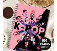TEMU Cuaderno con de Grupos K - Cubierta Rosa y Negra, Texto en Coreano y en Inglés, Diario Compacto de K-Drama, Regalo para de K-Pop, Planificador de Viajes