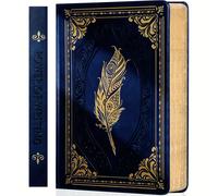 TEMU Cuaderno de cuero vintage para mujer, 320 páginas de papel , cuaderno de con dorado A5 para escribir, diario ejecutivo de líneas con estampado retro